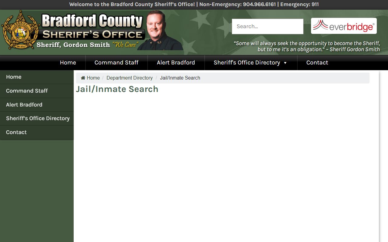 Bradford County booking reports sheriff's office jail search page