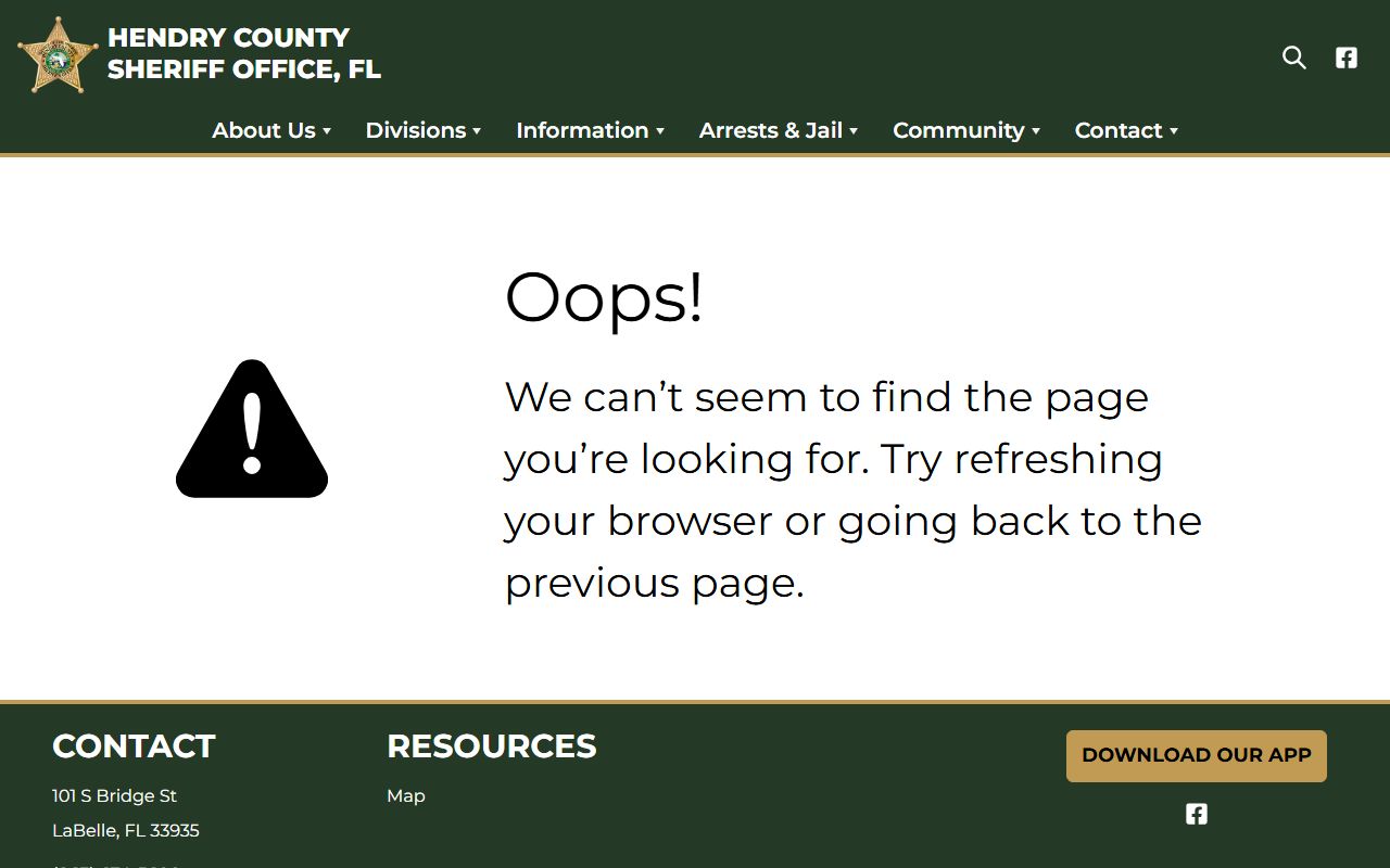Hendry County booking reports detention facility page