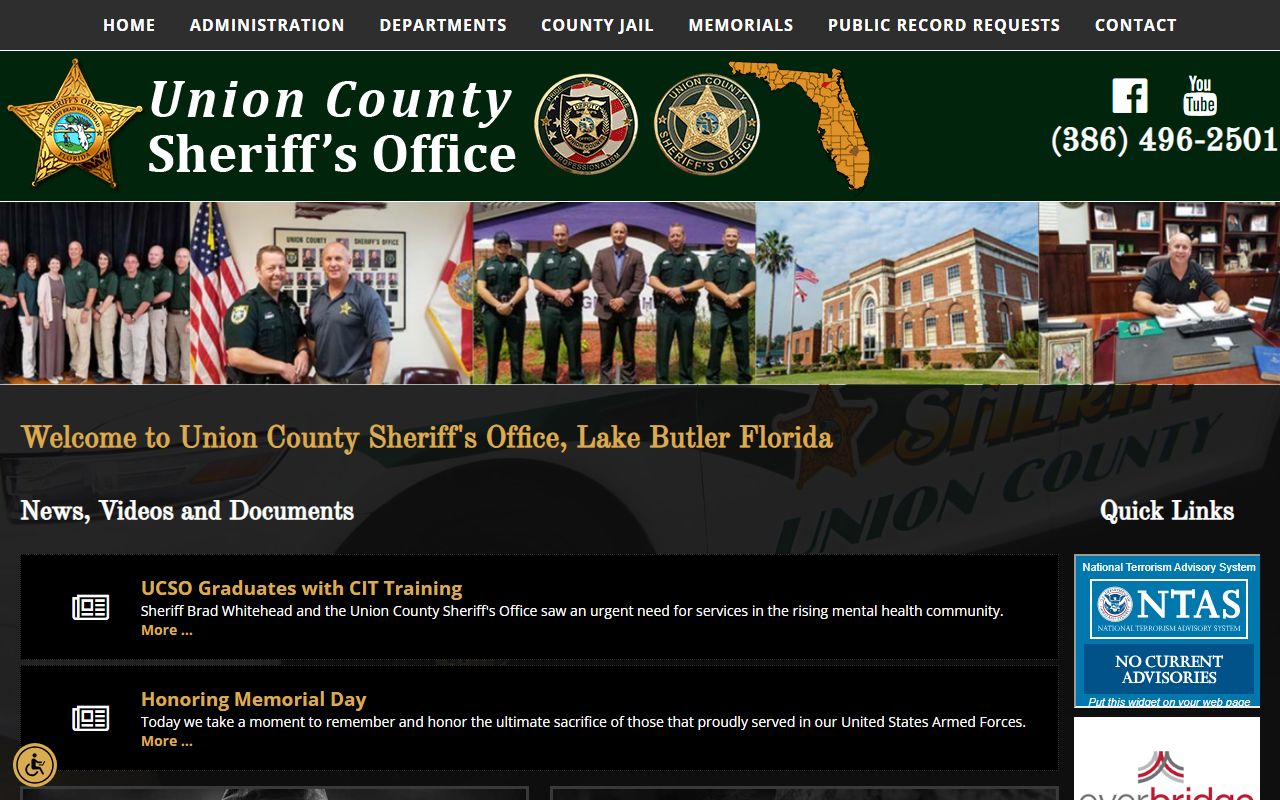 Union County Sheriff's Office website booking reports