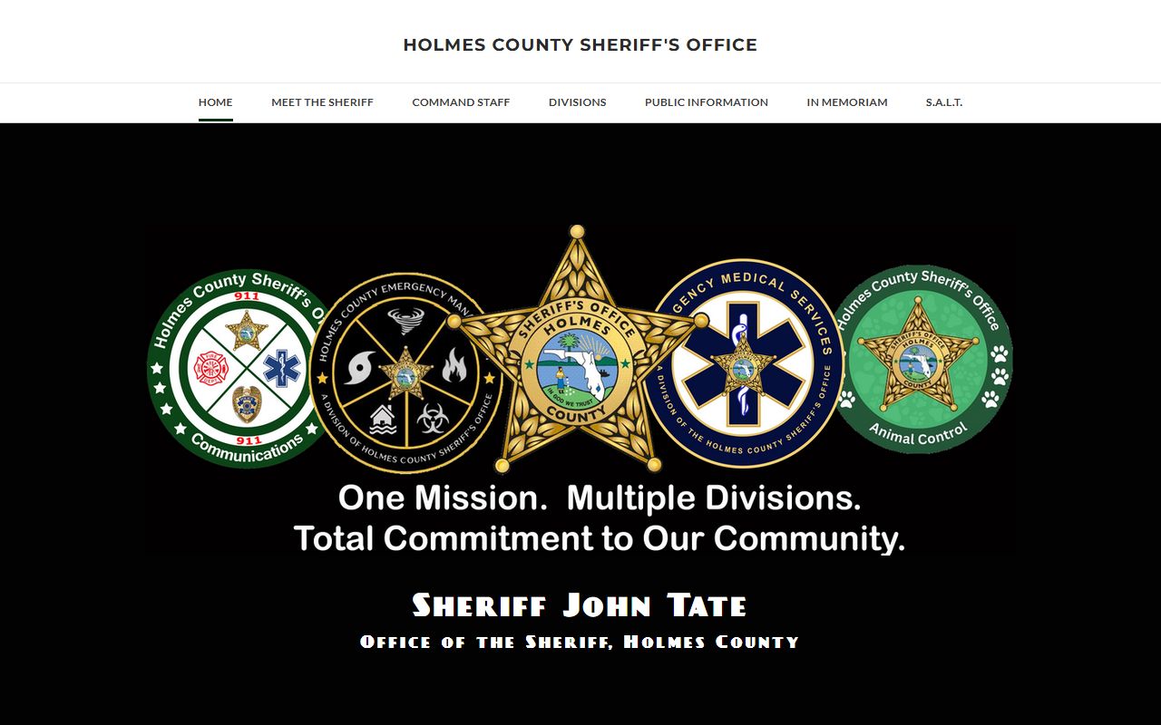 Holmes County booking reports jail division page